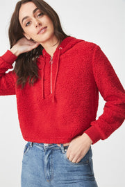 oldvwparts Thickened warm Teddy velvet sweater cardigan coat red color