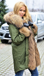 oldvwparts Thickened Warm Thicken AmryGreen Shade Faux Fur Casual Parka Luxury Women Hooded Long Winter Jacket Overcoat Size S-3XL