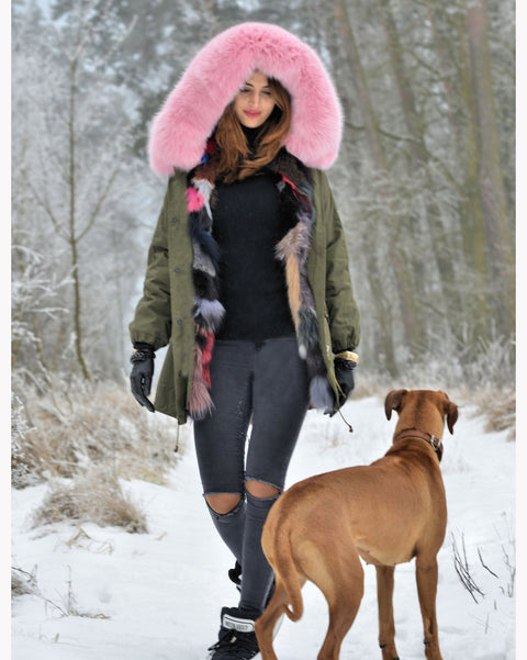 oldvwparts Thickened Warm Pink Faux Fur  Warm Parka Fashion Women Big Hooded Top Winter Jacket Coat  Overcoat US SIZE S- L XL XXL 3XL