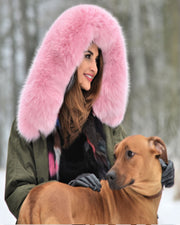 oldvwparts Thickened Warm Pink Faux Fur  Warm Parka Fashion Women Big Hooded Top Winter Jacket Coat  Overcoat US SIZE S- L XL XXL 3XL