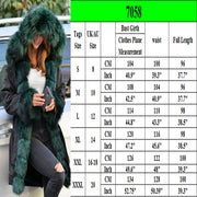 oldvwparts Thickened Warm Peacock Green Faux Fur Thicken Warm Parka Casual Fashion Women Hooded Long Winter Jacket Coat Overcoat