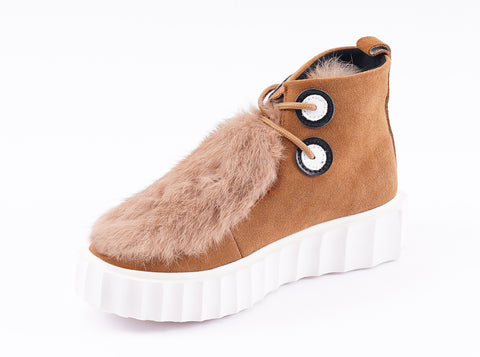 oldvwparts Winter Women Warm Fur Leather Snow Winter Boot Shoe