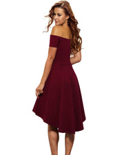oldvwparts summer Sexy one-character collar slim A - character dresses Wine red