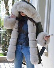 oldvwparts Thicken Warm Faux Fur Warm Parka Milk White Women Hooded Hip Top Winter Button Jacket Coat Overcoat Size 36-40-48-50