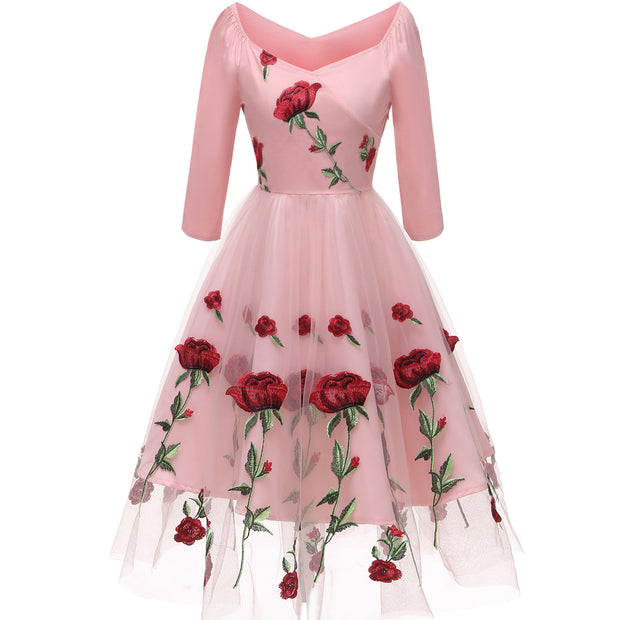 oldvwparts Pink Rose Lace Dress New Arrivals