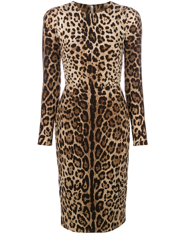 Women Bodycon Leopard Long Sleeve Dresses