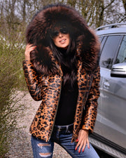 Leopard print Down Jacket Coat