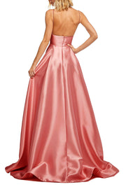 oldvwparts backless shoulder-straps floor-length long dresses party dresses light coffee color