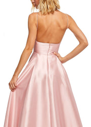 oldvwparts backless shoulder-straps floor-length long dresses party dresses light coffee color