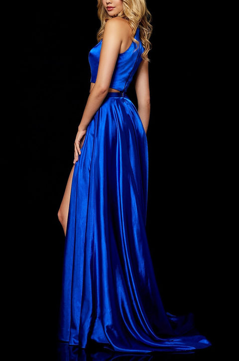oldvwparts beautiful Split Open Size slim long dresses party dresses BLUE