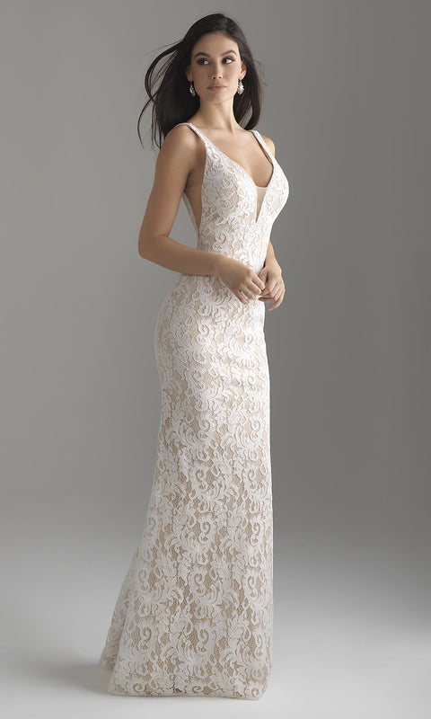 oldvwparts lace deep v-neck floor-length long fishtail long dresses royal white color dresses