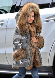 Fur Hooded Parka Children Thicken Warm Outwear Girls Clothing Kids Jackets